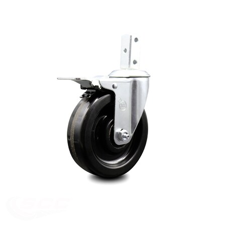 Service Caster 5 Inch Phenolic Wheel Swivel 7/8 Inch Square Stem Caster with Total Lock Brake SCC-SQTTL20S514-PHS-78